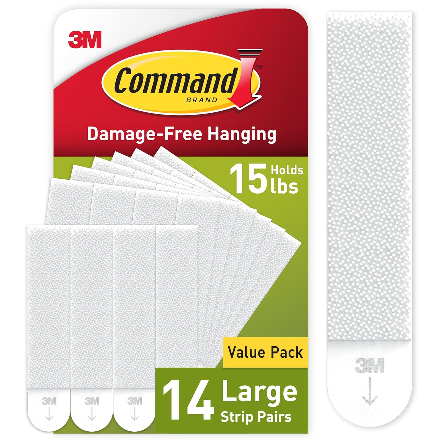15 Lb Large Picture Hanging Strips 14 Pairs (28 Strips), Damage-Free Hanging Picture Hangers, No Tools Wall Hanger for Home Decor, White Adhesive